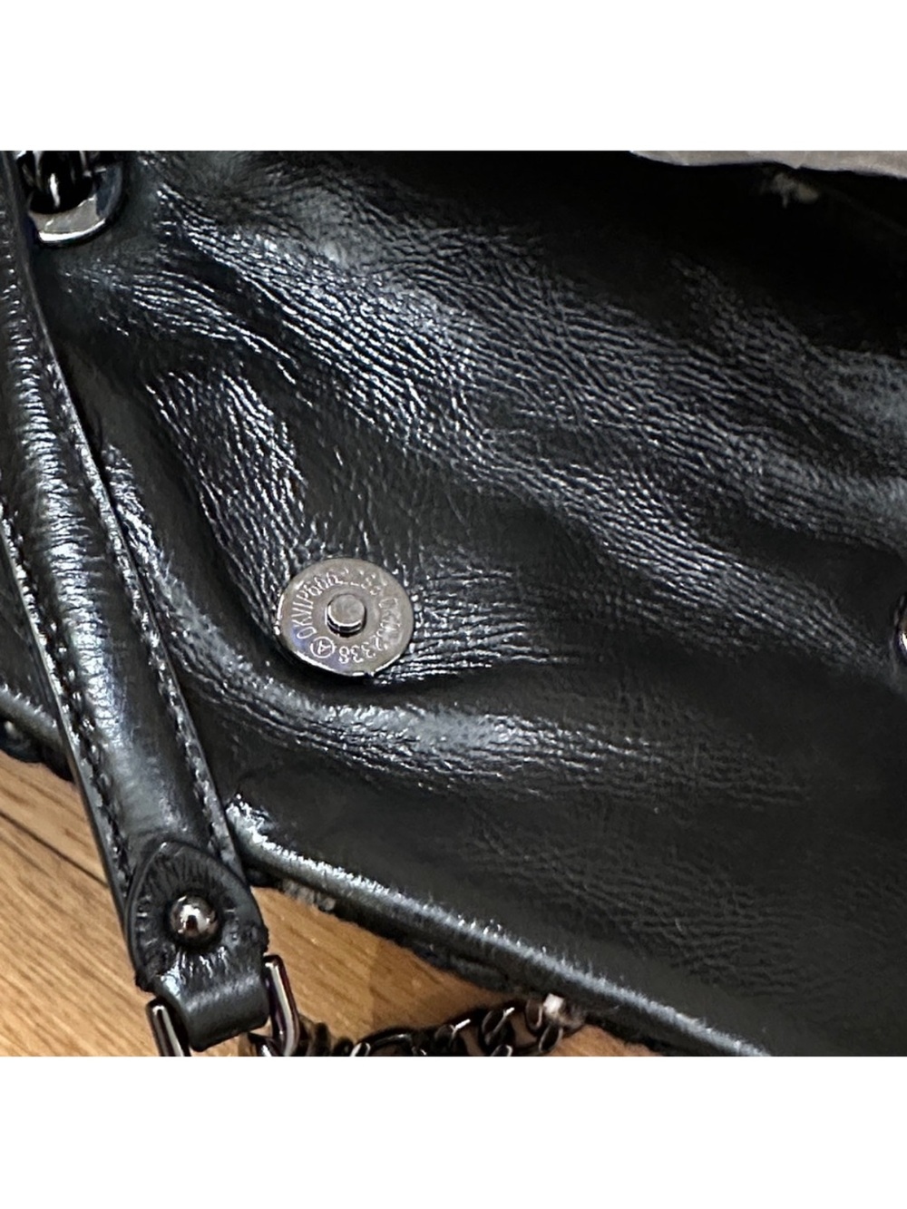 Rebecca Minkoff Edie tweed shoulder bag black and white - Picture 5 of 5